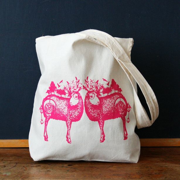Tote bag - Sac en coton Bio - Mouton Rose