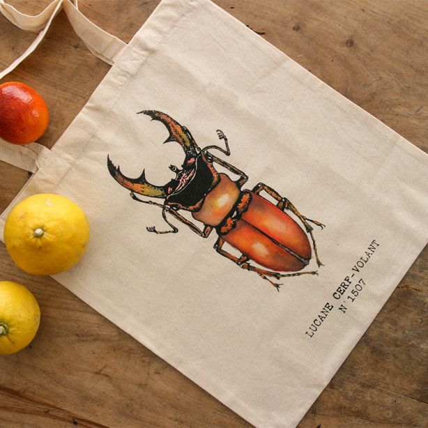 Tote bag - Sac de courses en coton - Lucane cerf-volant