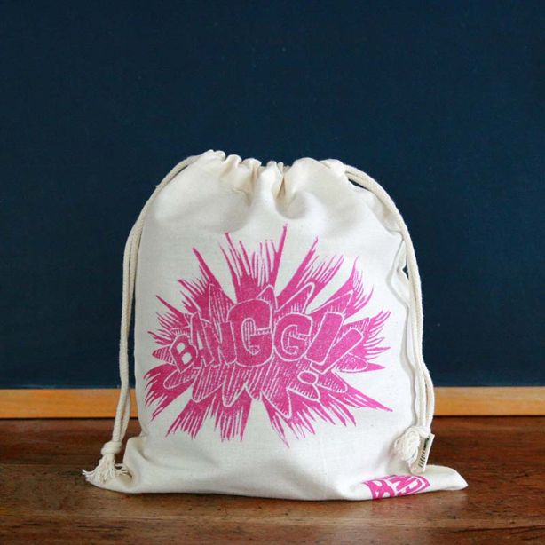 Pochon coton Bio rose - Sac à gouter enfant - Bang 