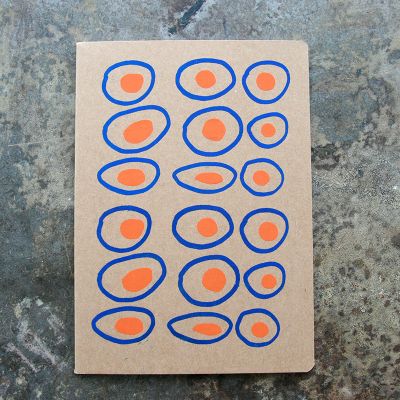 Carnet-Notebook kraft graphique rond orange-bleu
