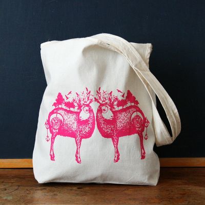 Tote bag - Sac en coton Bio - Mouton Rose