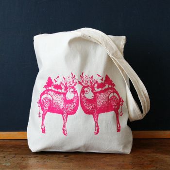 Tote bag - Sac en coton Bio - Mouton Rose