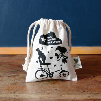 Pochon Oiseau-Ours - Sac à gouter enfant coton Bio-Fairtrade