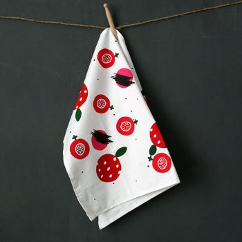 Torchon de cuisine en coton - linge de maison - Fruits rouges