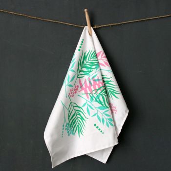 Torchon de cuisine en coton - linge de maison - Feuilles