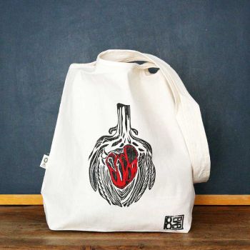 Tote bag - Sac en coton Bio - Coeur d'artichaut rouge